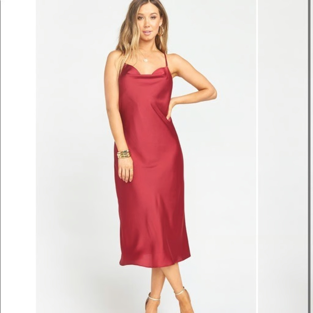Show Me Your Mumu Verona Cowl Neck Dress in Dark Red Size Small